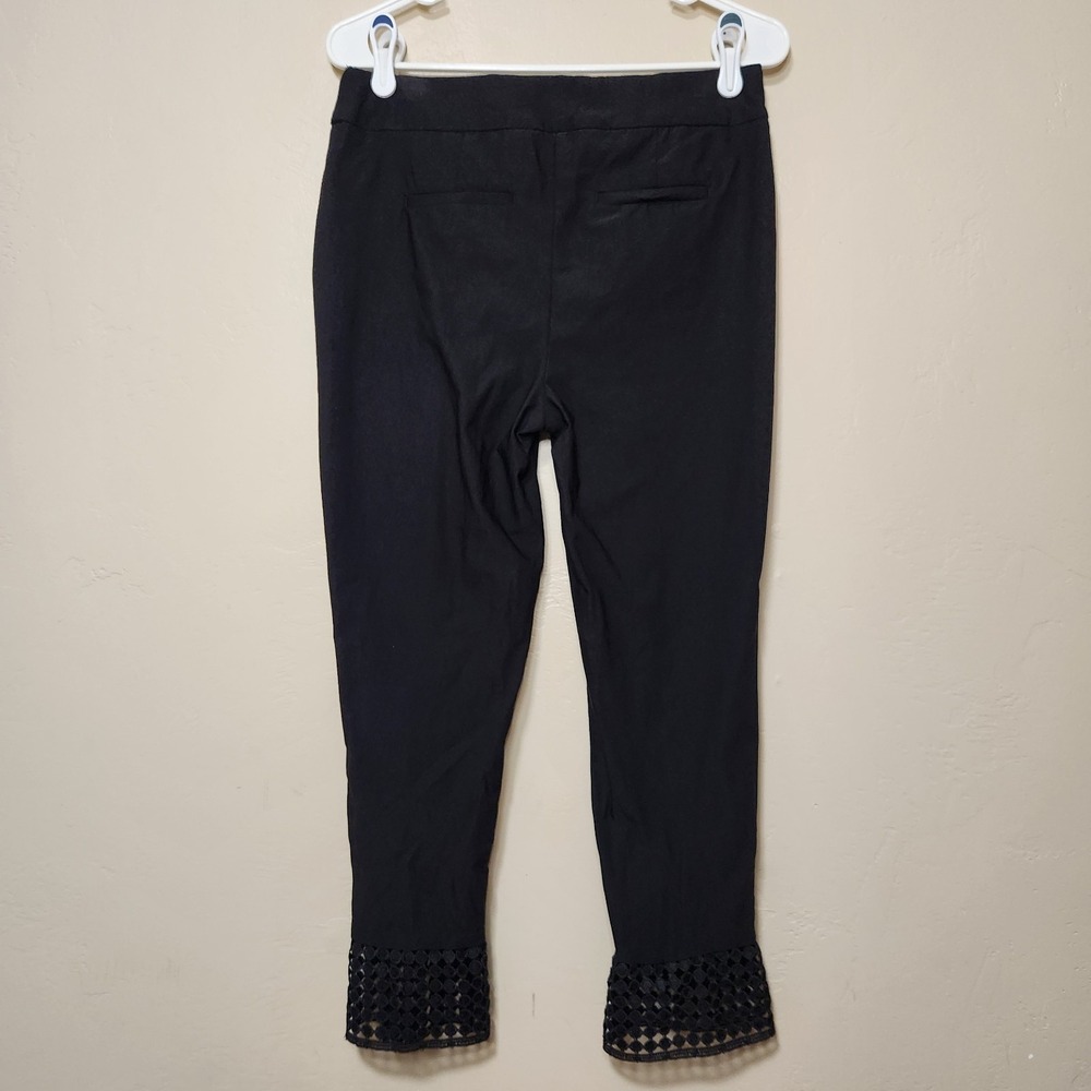 Chico's Black Tapered Dress Pants Size 0 Lace Cutoff Hem Small - Picture 4 of 6